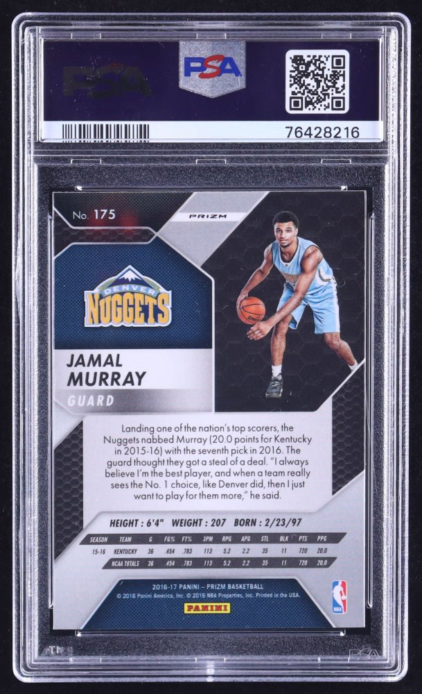 Jamal Murray Signed 2016-17 Panini Prizm Prizms Starburst #175 RC (PSA 9 | Autograph Grade 10), Sports Card