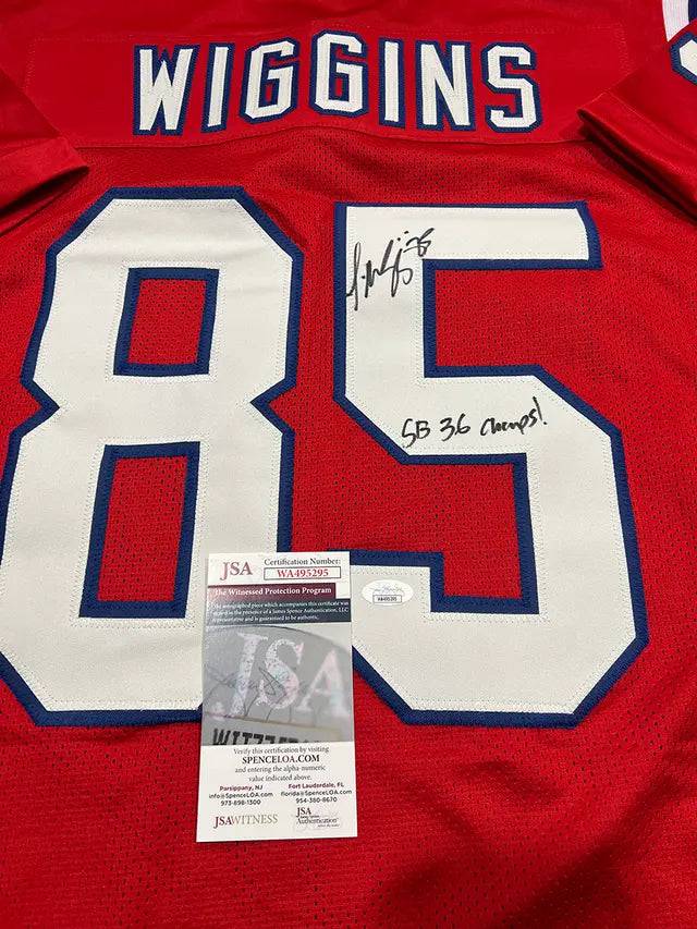 Jermaine Wiggins New England Patriots Autographed & Inscribed Custom Football Jersey JSA W coa - Price Is Right Miami