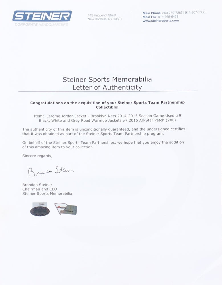 Jerome Jordan Game-Used Nets Warm-Up Set (Steiner & Fanatics), Autographed Memorabilia (view 4)