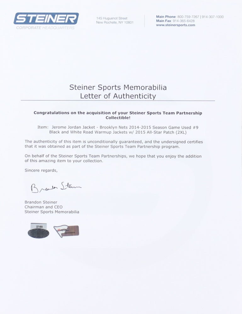 Jerome Jordan Game-Used Nets Warm-Up Set (Steiner & Fanatics), Autographed Memorabilia (view 2)