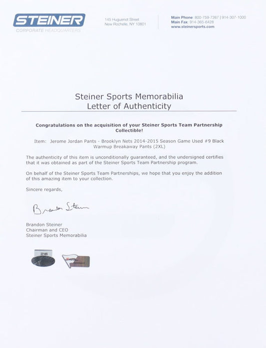 Jerome Jordan Game-Used Nets Warm-Up Set (Steiner & Fanatics) - Price Is Right Miami