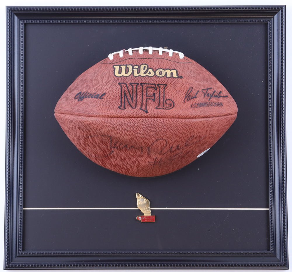 Jerry Rice Signed NFL Football Display with Pin (JSA), Autographed Ball (view 2)