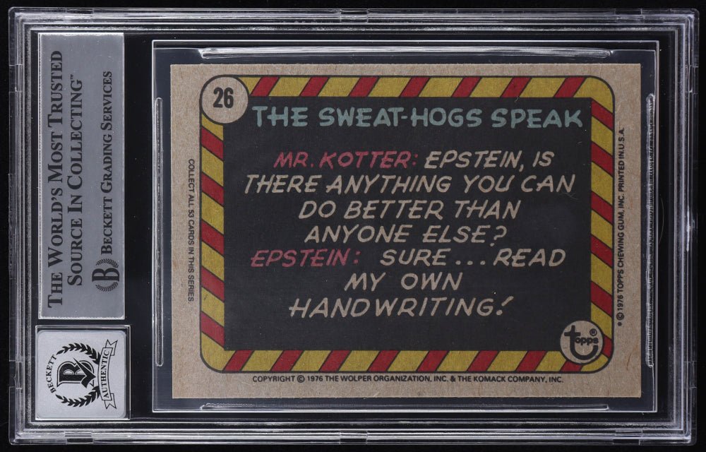 John Travolta Signed 1976 Welcome Back Kotter #26 (BGS 10), Sports Card