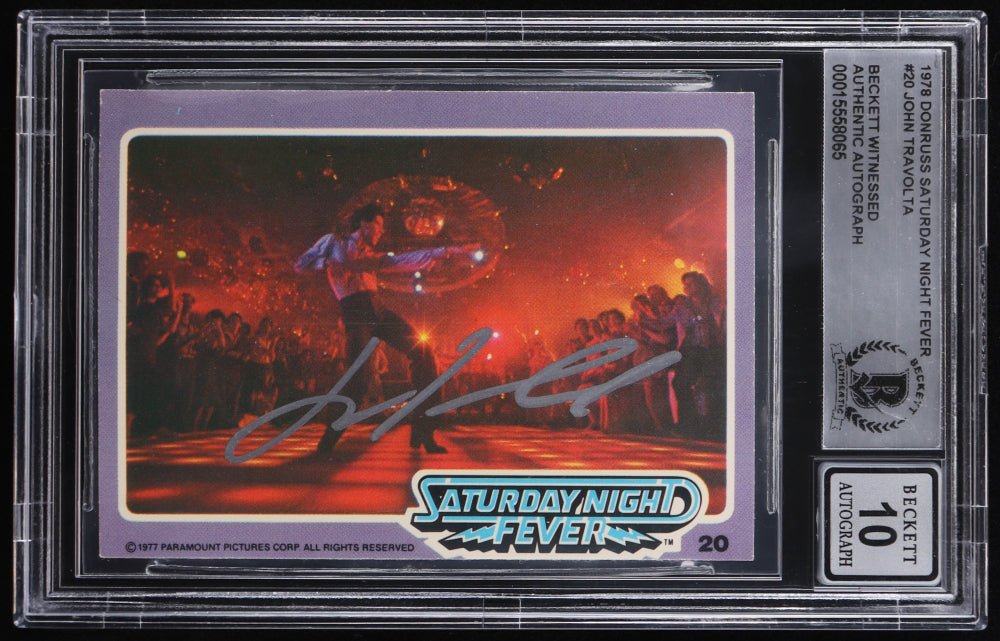 John Travolta Signed 1978 Saturday Night Fever #20 (BGS 10), Sports Card (view 2)