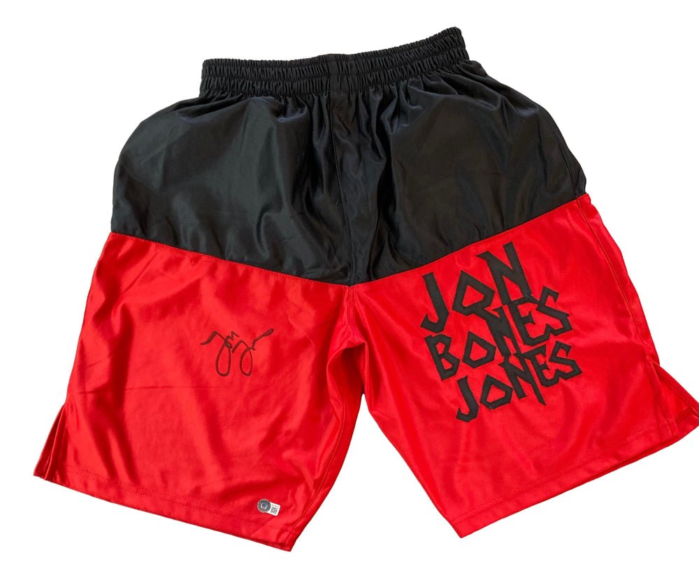 Jon Jones Signed MMA Trunks (Beckett) Beckett Witnessed, Autographed Memorabilia (view 3)