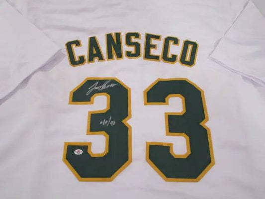 Jose Canseco of the Oakland A's signed autographed baseball jersey PAAS COA 032 - Price Is Right Miami