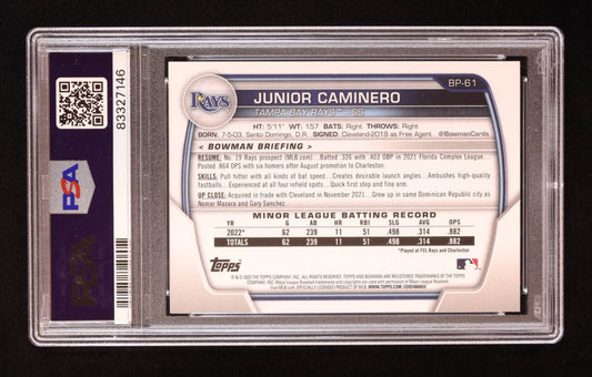 Junior Caminero Signed 2023 Bowman Prospects #BP61 RC (PSA) Rookie Card - Price Is Right Miami