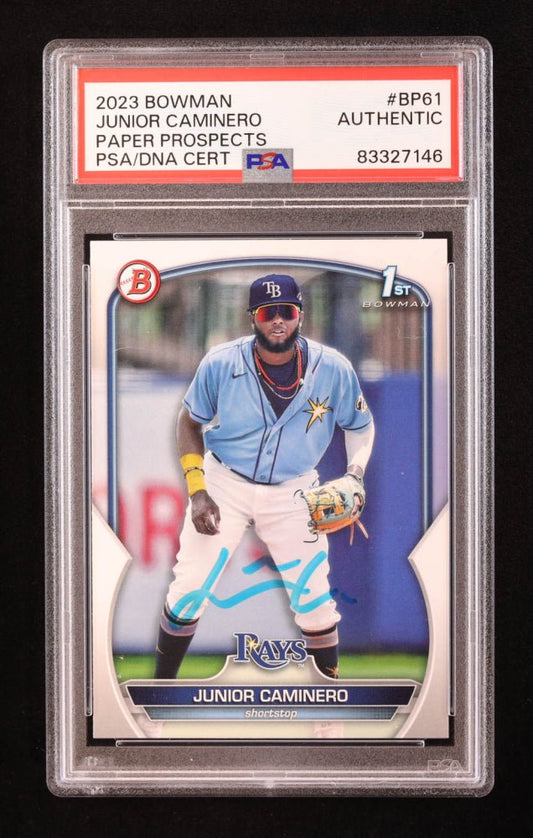Junior Caminero Signed 2023 Bowman Prospects #BP61 RC (PSA) Rookie Card - Price Is Right Miami