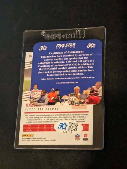Kareem Hunt Cleveland Browns autographed card w/coa - Price Is Right Miami