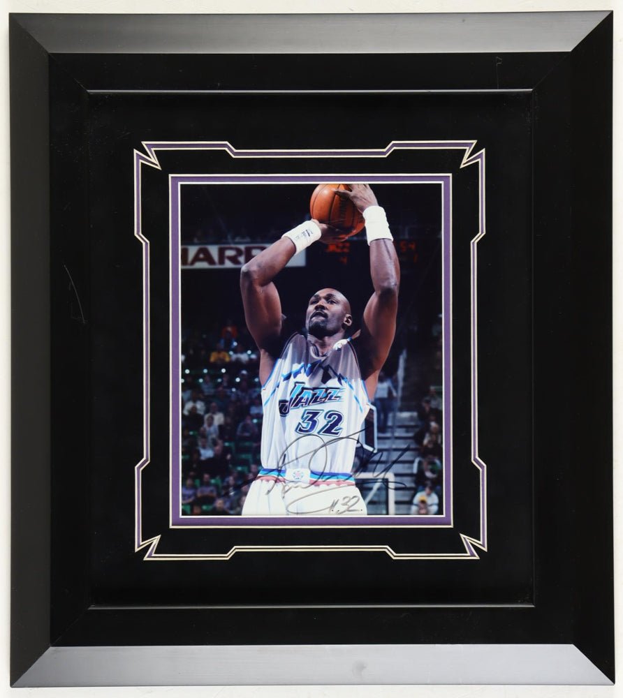 Karl Malone Signed Jazz Custom Framed Photo Display (Beckett) - Price Is Right Miami