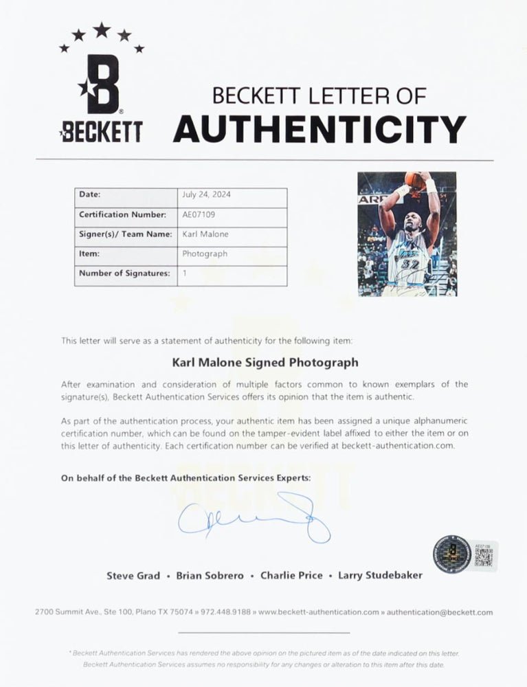 Karl Malone Signed Jazz Custom Framed Photo Display (Beckett) (view 2)