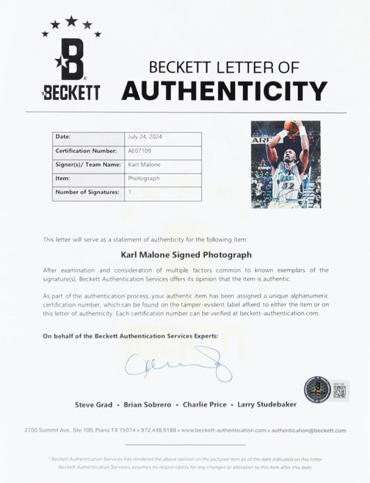 Karl Malone Signed Jazz Custom Framed Photo Display (Beckett) - Price Is Right Miami