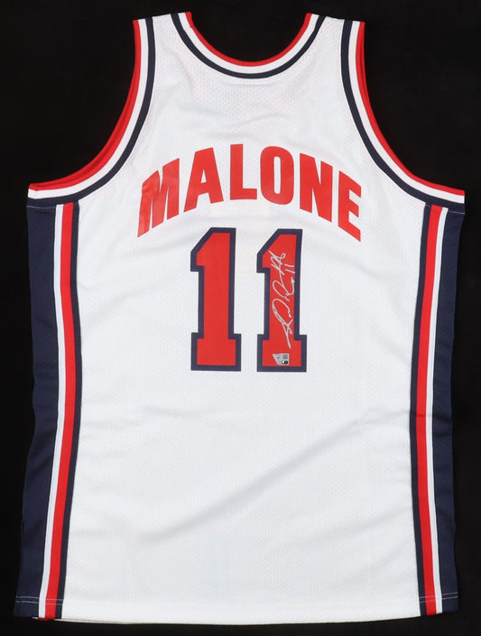 Karl Malone Signed Team USA Jersey (Fanatics) - Price Is Right Miami
