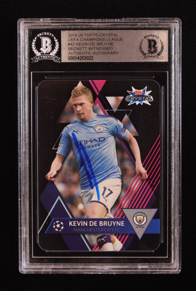 Kevin De Bruyne Signed 2019-20 Topps Crystal UEFA Champions League #42 (BGS) Beckett Witnessed, Sports Card