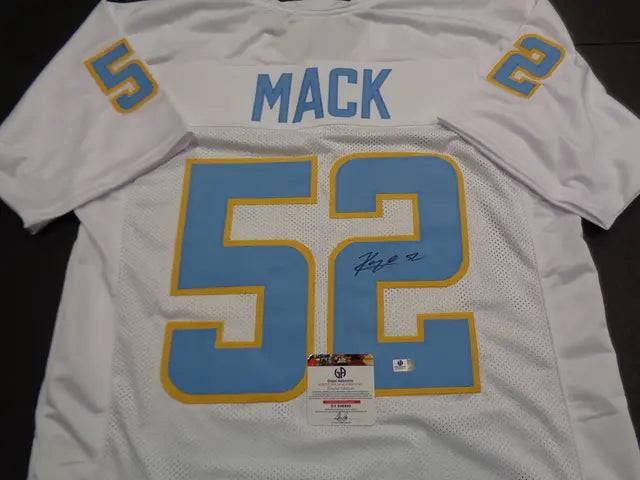 Khalil Mack Los Angeles Chargers Autographed Custom Football Jersey GA coa - Price Is Right Miami