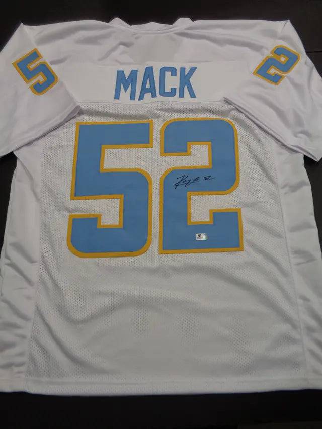 Khalil Mack Los Angeles Chargers Autographed Custom Football Jersey GA coa - Price Is Right Miami