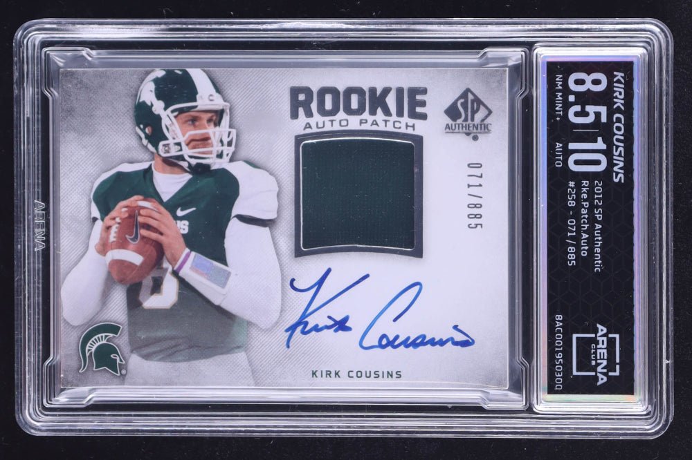 Kirk Cousins Signed 2012 SP Authentic #258 Jersey Autograph #071/885 RC (Arena Club 8.5) Autograph Graded 10 | Rookie...