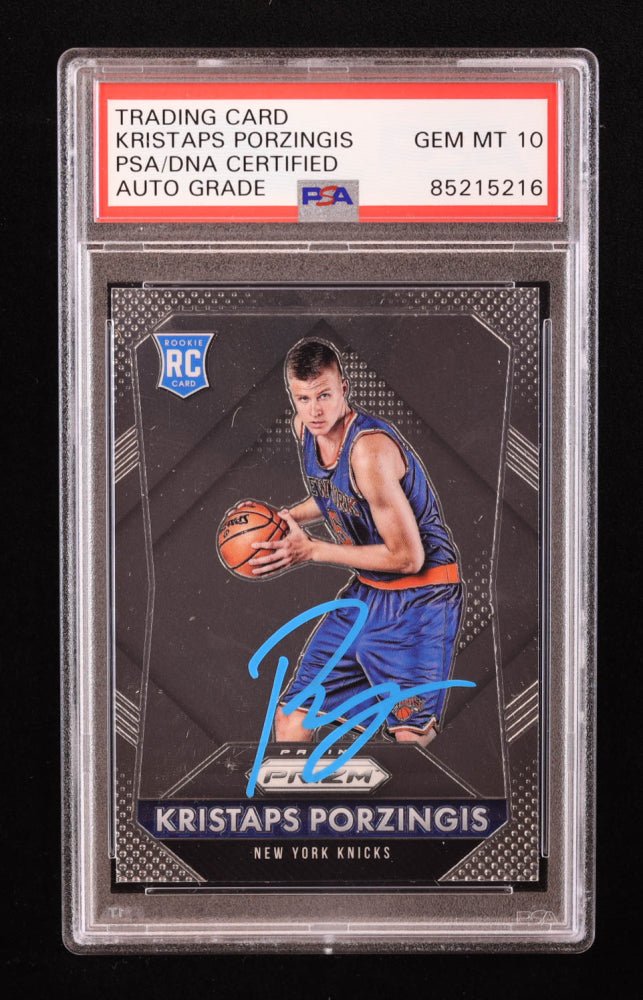 Kristaps Porzingis Signed 2015-16 Panini Prizm #348 RC (PSA | Auto 10), Sports Card