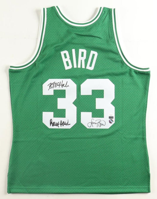 Larry Bird, Kevin McHale & Robert Parrish Signed Celtics Jersey (JSA, New England Picture & Bird) Boston Celtics - Price Is Right Miami