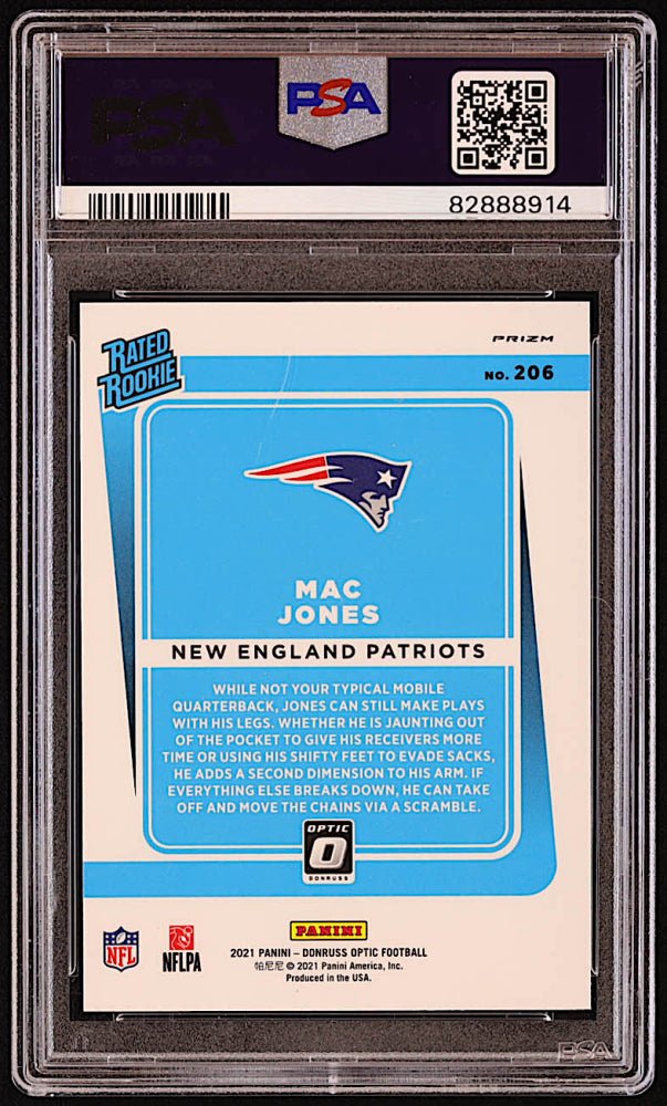 Mac Jones Signed 2021 Donruss Optic Red Hyper #206 RR RC (PSA) - Price Is Right Miami