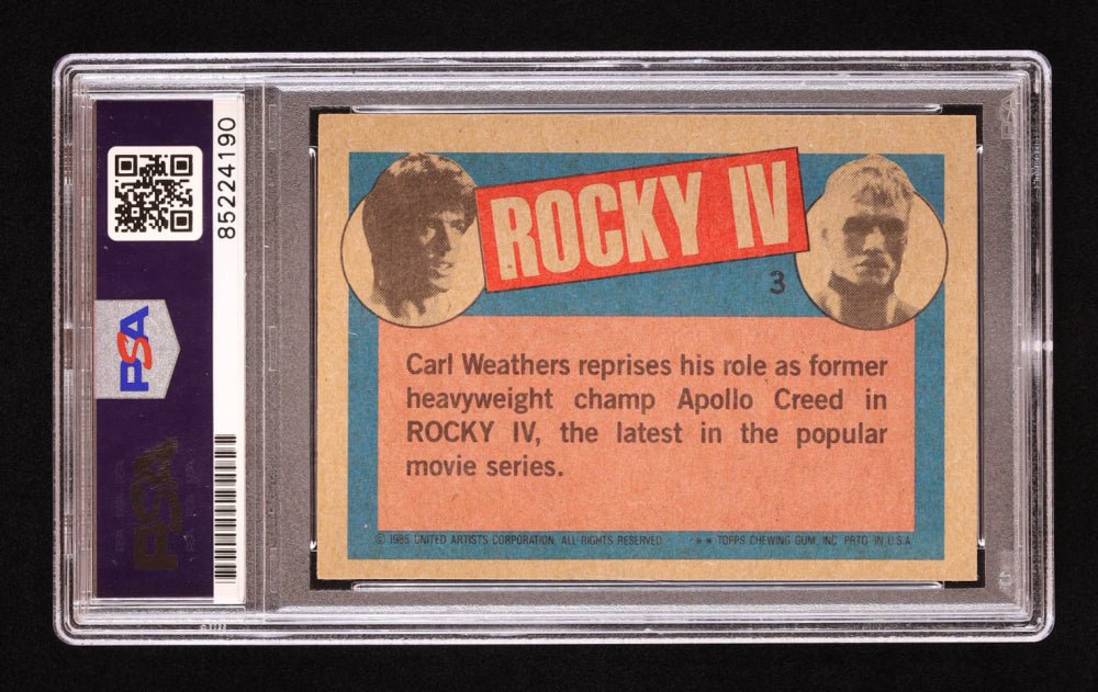 Manny Pacquiao Signed 1985 Topps Rocky IV #3 Apollo Creed (PSA), Sports Card
