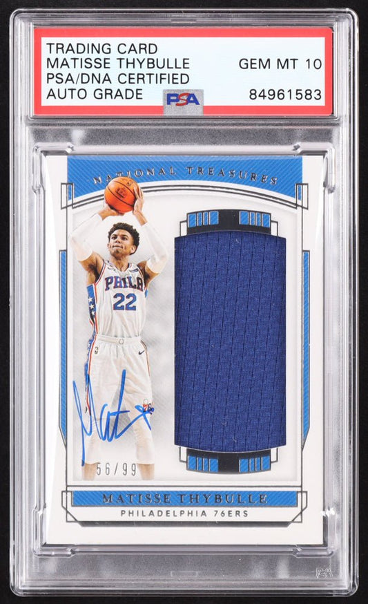 Matisse Thybulle Signed 2019-20 Panini National Treasures Rookie Jumbo Materials #25 RC #56/99 (PSA | Autograph Graded PSA 10) Rookie Card / Serially Numbered #56 / 99 - Price Is Right Miami