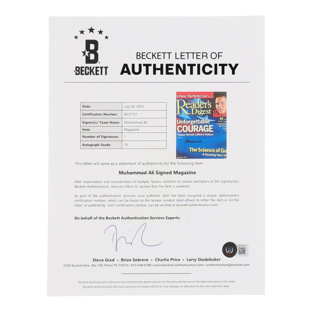 Muhammad Ali Signed 2001 Reader's Digest Book (Beckett | Autograph Graded 10) (view 2)
