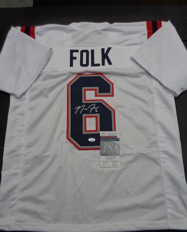 Nick Folk New England Patriots Autographed Custom Football Jersey JSA W coa - Price Is Right Miami