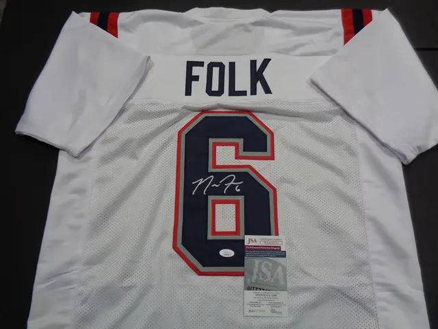 Nick Folk New England Patriots Autographed Custom Football Jersey JSA W coa - Price Is Right Miami