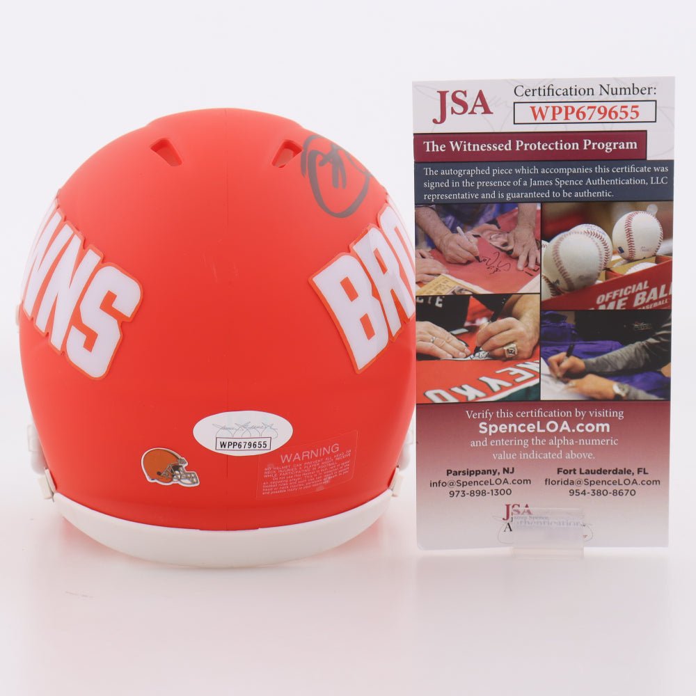 Odell Beckham Jr. Signed Browns Amp Alternate Speed Mini Helmet (JSA) (view 2)
