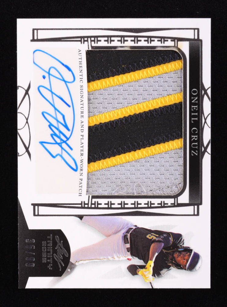 Oneil Cruz 2022 Leaf Trinity Patch Autographs Silver Foil #PAOC1 RC #35/99, Sports Card (view 2)