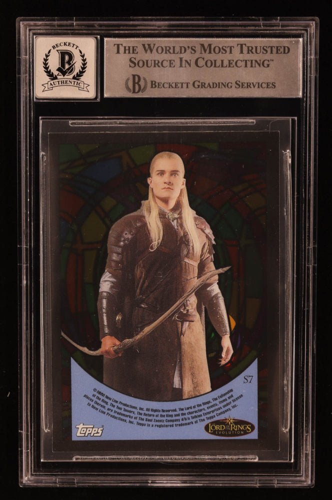 Orlando Bloom Signed 2006 Topps Lord of the Rings Evolution Stained Glass #S7 Legolas (BGS | Auto 10) Beckett Witnessed,...