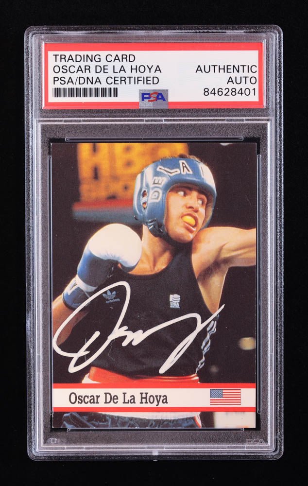 Oscar de la Hoya Signed 1993 Fax Pax World of Sport #29 (PSA), Sports Card