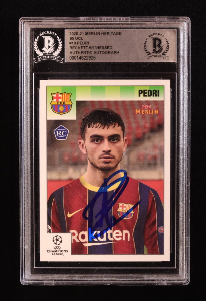 Pedri Signed 2020-21 Merlin Heritage 95 UCL #10 RC (BGS) Rookie Card | Beckett Witnessed - Price Is Right Miami
