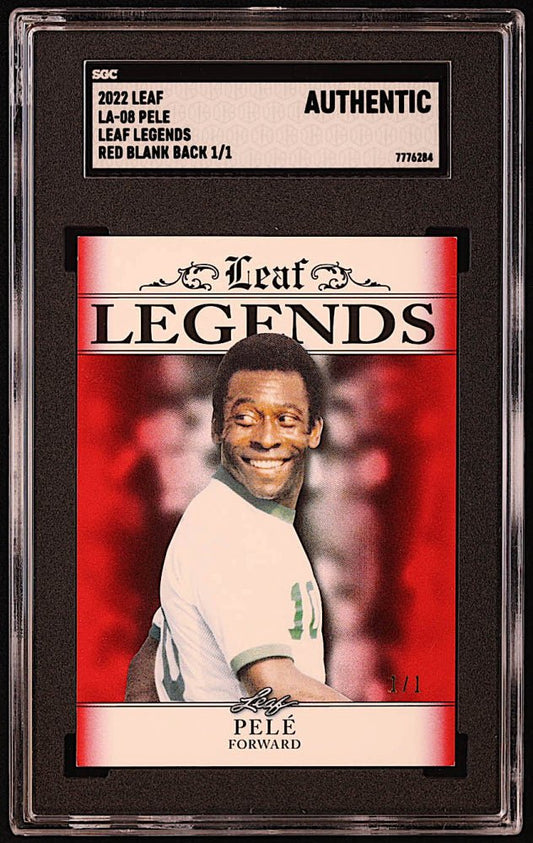 Pele 2022 Leaf Legends Red Blank Back #LA08 #1/1 (SGC Authentic) - Price Is Right Miami