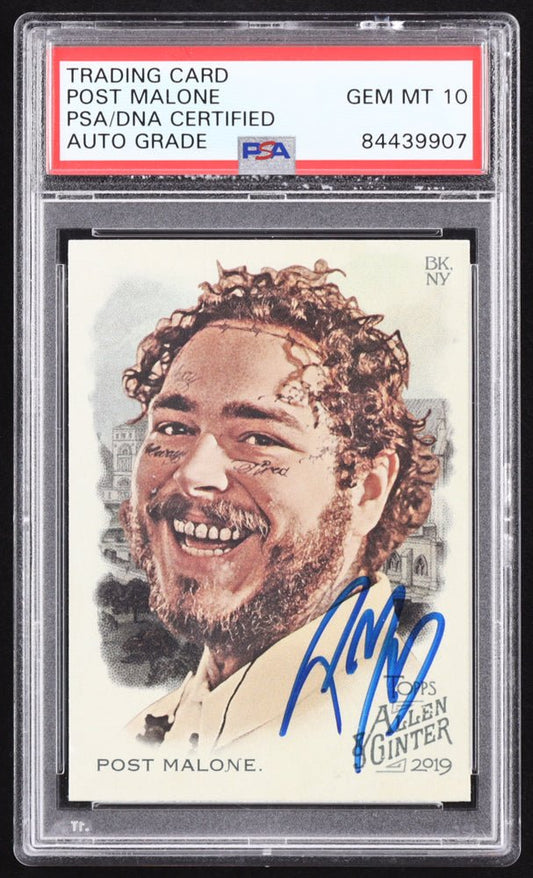 Post Malone Signed 2019 Topps Allen and Ginter #176 (PSA | Autograph Grade 10) - Price Is Right Miami