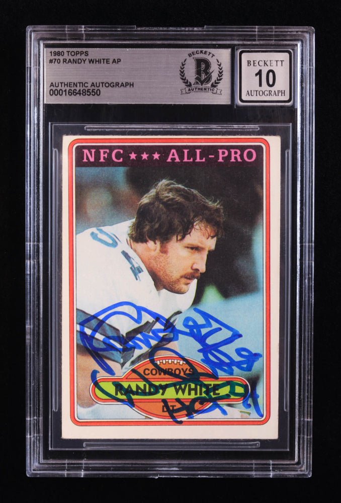 Randy White Signed 1980 Topps #70 AP Inscribed "HOF 94" (BGS | Auto 10), Sports Card