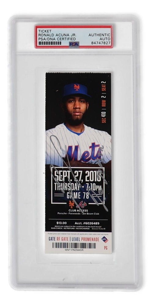 Ronald Acuna Jr. Signed 2018 Rookie Season MLB Ticket Inscribed "RC Season" (PSA), Autographed Memorabilia (view 2)