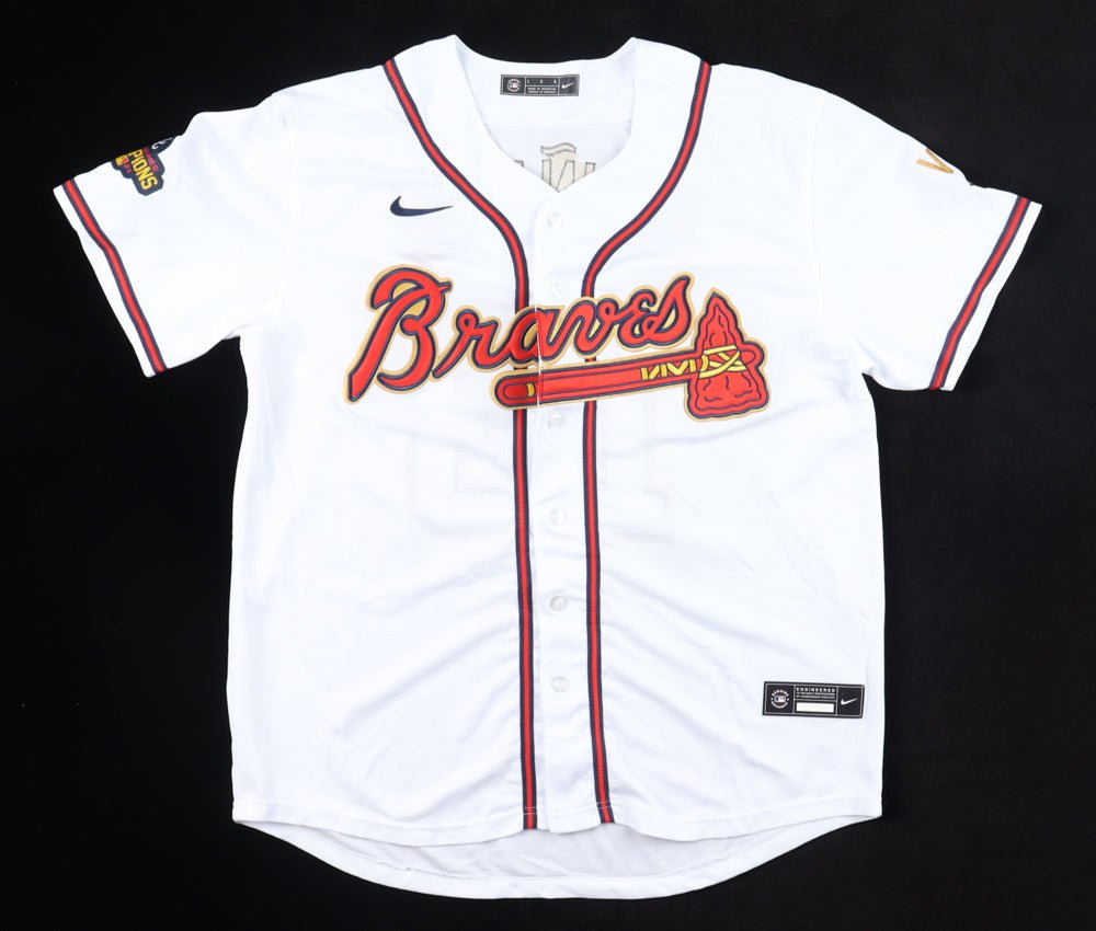 Ronald Acuna Jr. Signed Jersey With 2021 World Series Patch (Beckett) (view 3)