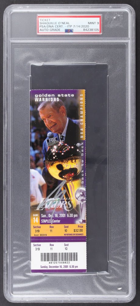 Shaquille O'Neal Signed 2001-02 Lakers Season Ticket | Commemorative "Back to Back" NBA Champions Ticket (PSA | Auto 9)...
