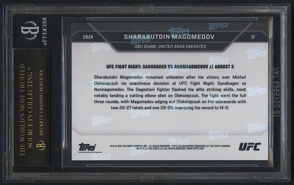 Sharabutdin Magomedov 2024 Topps Now UFC #17 RC (BGS Black Label 10), Sports Card