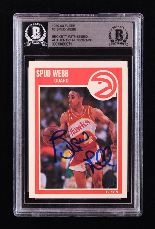 Spud Webb Signed 1989-90 Fleer #6 (BGS) - Price Is Right Miami