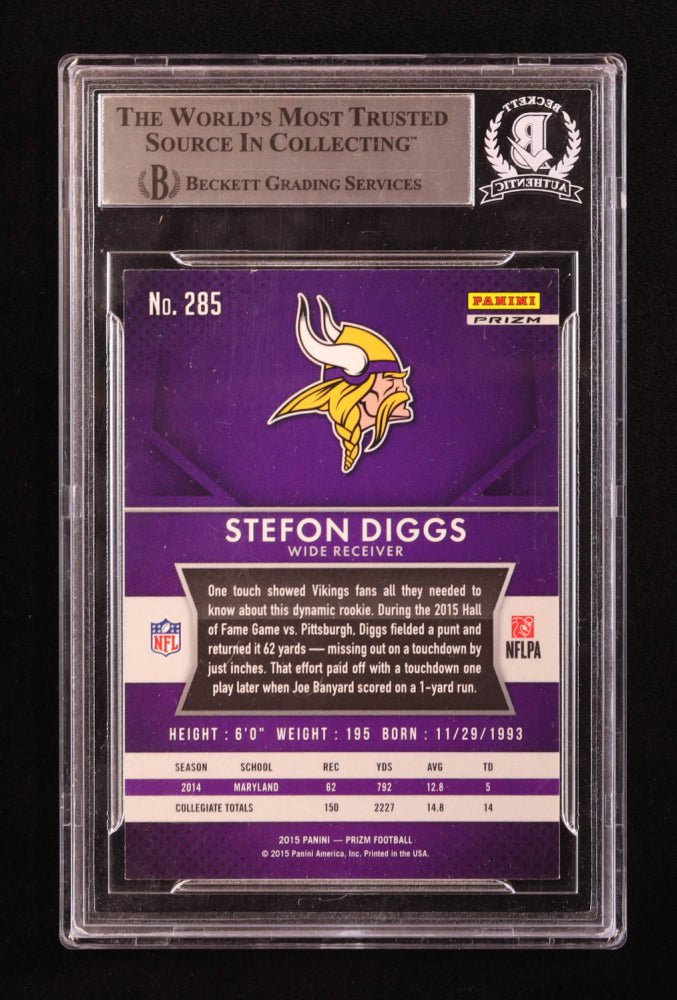 Stefon Diggs Signed 2015 Panini Prizm Prizms #285 RC (BGS), Sports Card