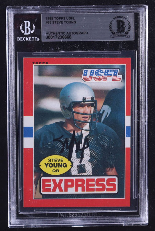 Steve Young Signed 1985 Topps USFL #65 RC (BGS) Rookie Card - Price Is Right Miami
