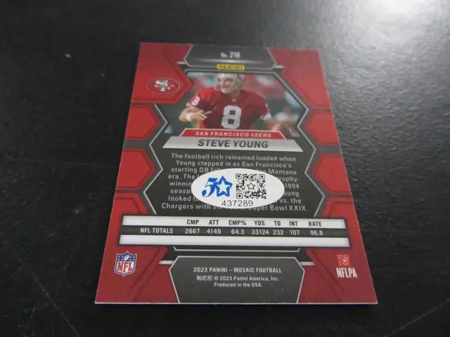 Steve Young Signed Trading Card San Francisco 49ers FSG COA - Price Is Right Miami