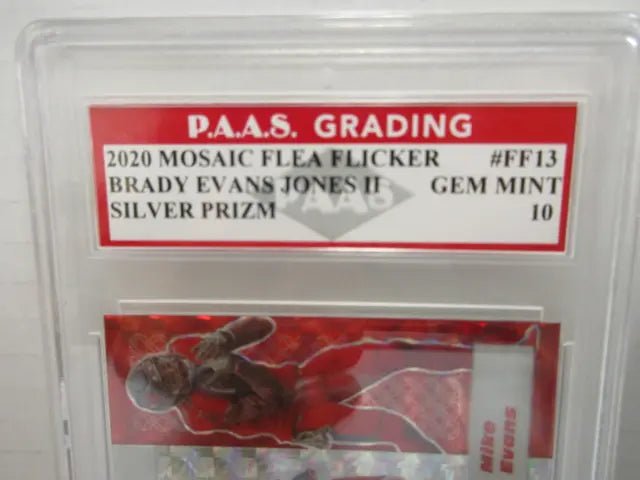 Tom Brady Evans Jones 2020 Mosaic Flea Flicker #FF13 (PAAS 10), Sports Card (view 2)