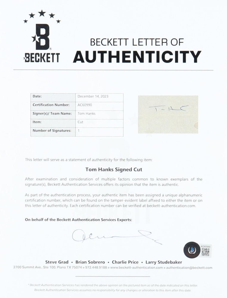 Tom Hanks Signed "Saving Private Ryan" Custom Framed Cut Display (Beckett & PSA), Autographed Memorabilia (view 2)