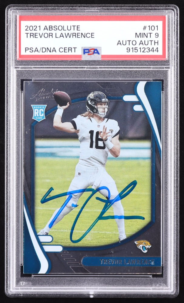 Trevor Lawrence Signed 2021 Absolute #101 RC (PSA 9), Sports Card (view 2)