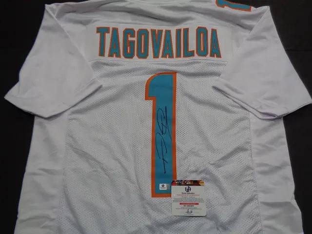 Tua Tagovailoa Miami Dolphins Autographed Custom Football Jersey GA coa (view 2)