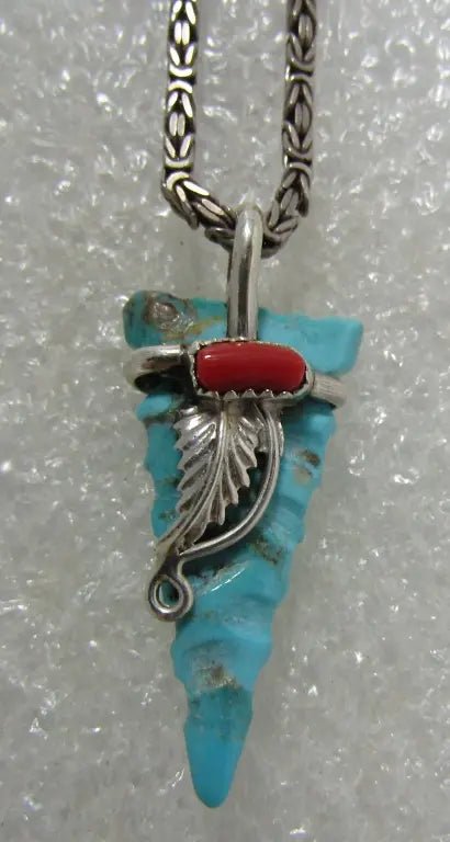 TURQUOISE ARROW PENDANT NECKLACE STERLING SILVER - Price Is Right Miami